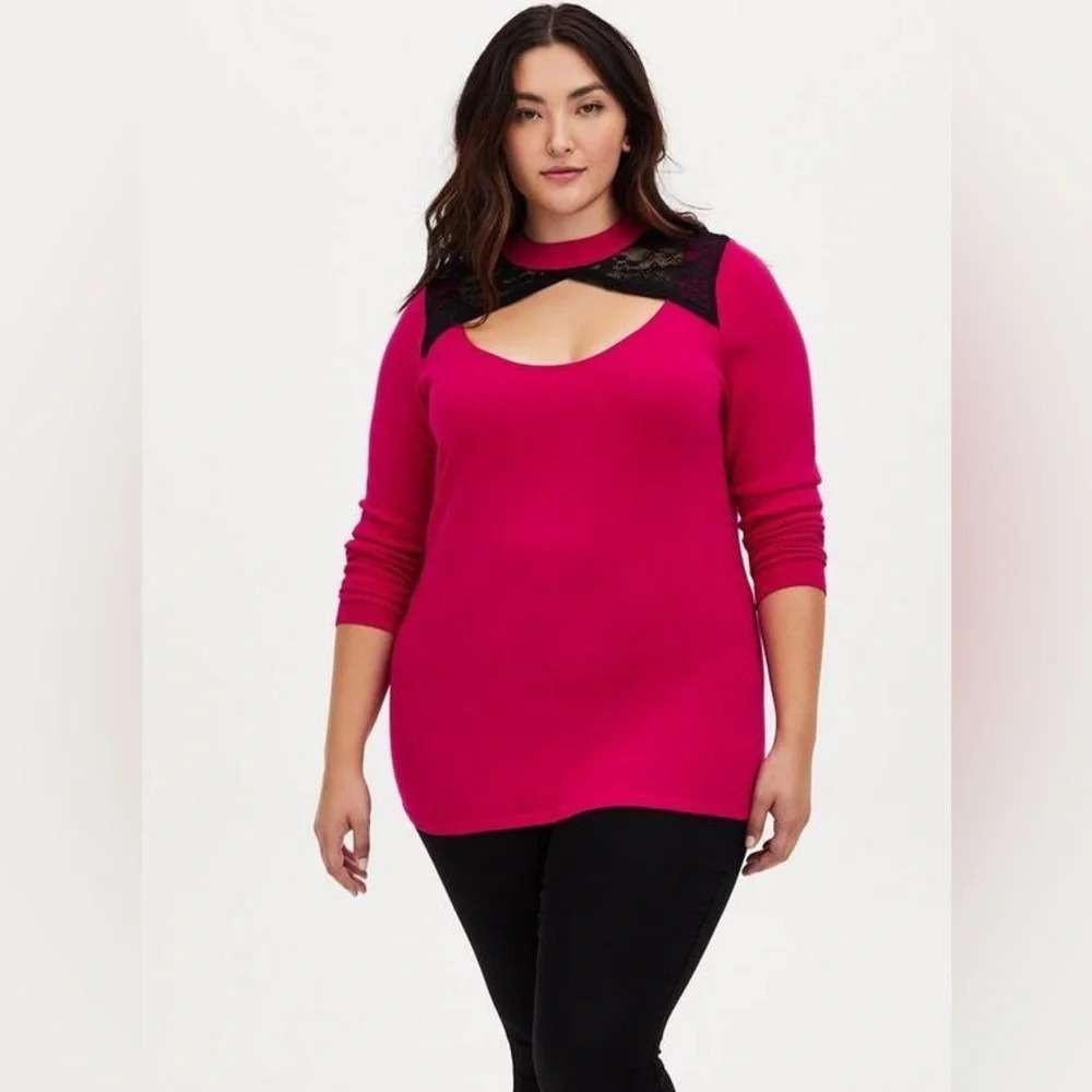 Torrid • Pullover Lace Keyhole Sweater